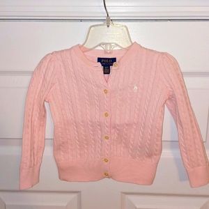 RALPH LAUREN Mini-Cable Cotton Cardigan GIRLS 2T
